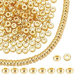 240pcs 18K Gold Disc Sapcer Beads, 4mm Flat Round Beads Heishi